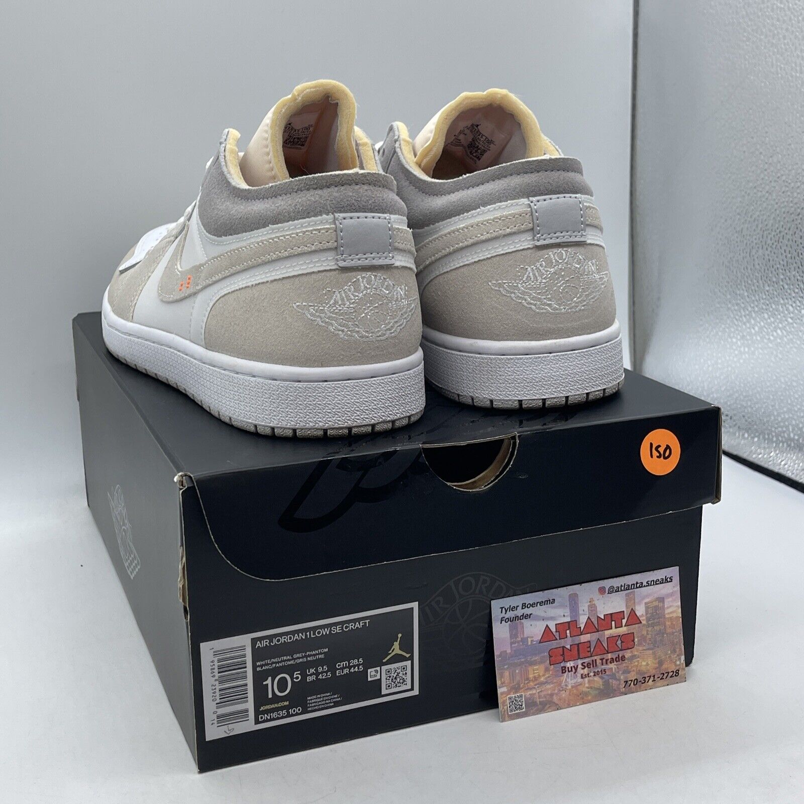 Size 10.5 - Air Jordan 1 SE Craft Low Inside Out Grey White Suede (DN1635-100)