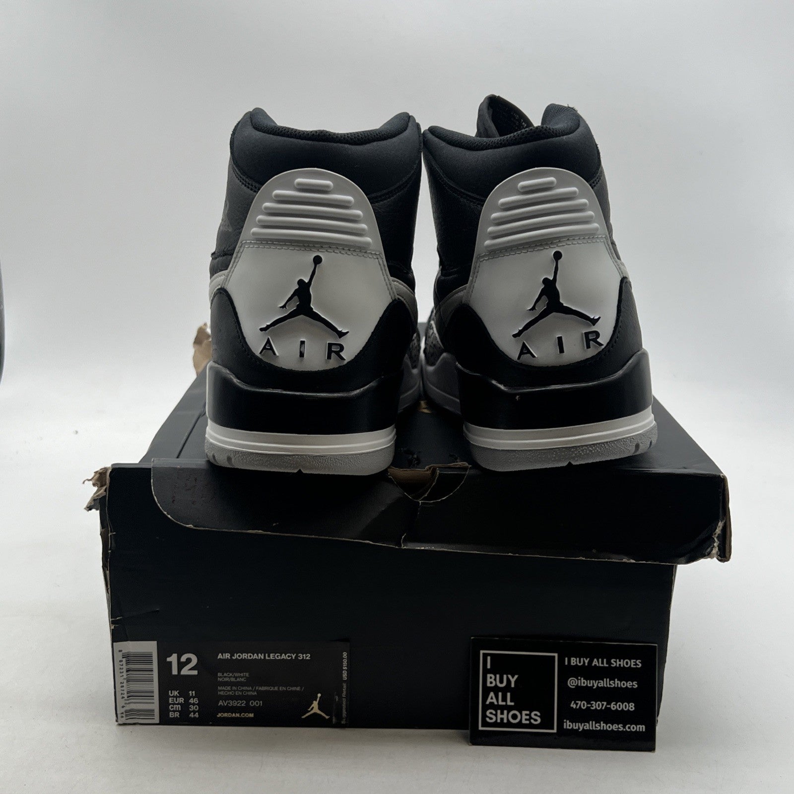 Size 12 - Air Jordan Legacy 312 Black Cement (AV3922-001)
