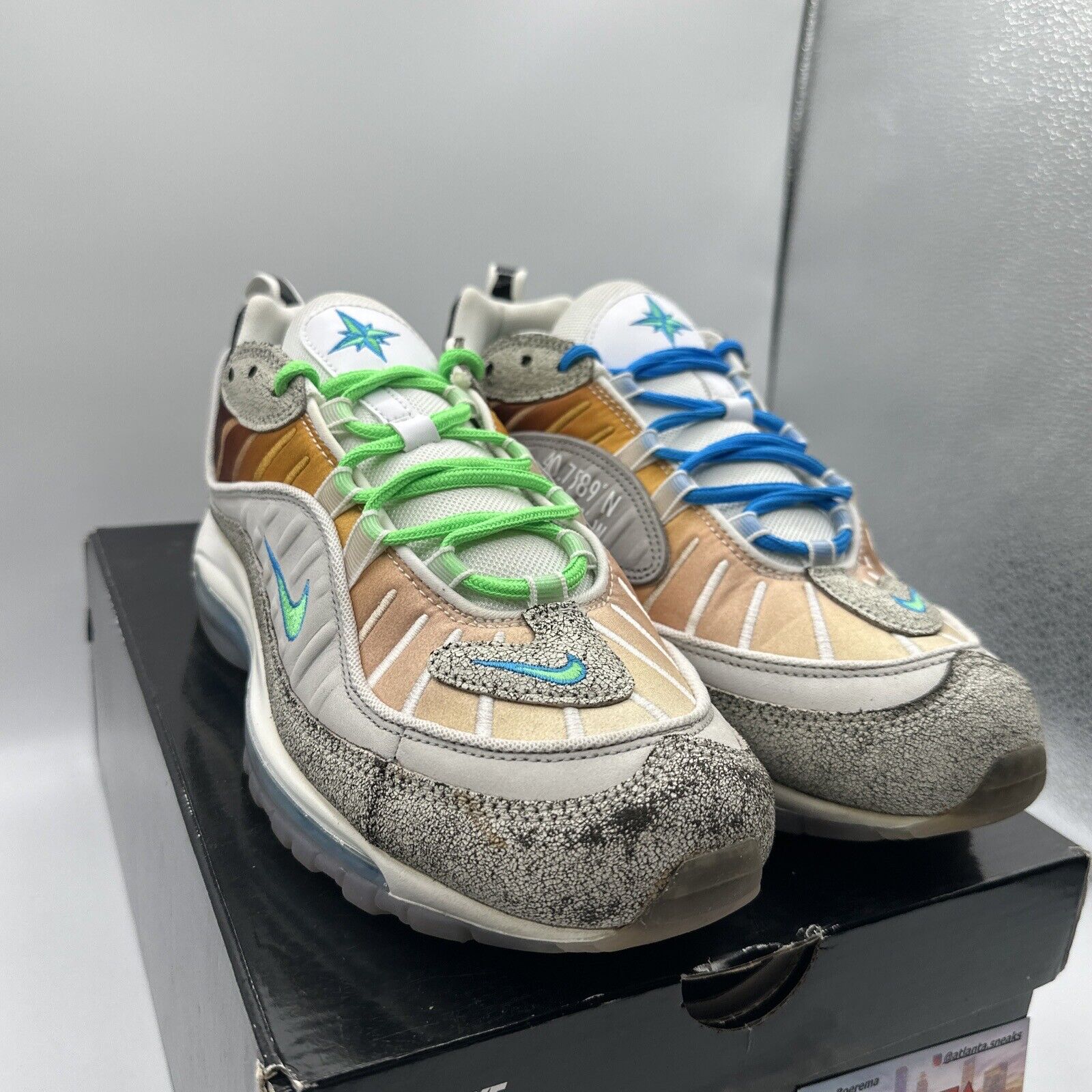 Size 9.5 - Nike Air Max 98 On Air: NYC La Mezcla 2019 Green Blue Icy Sole