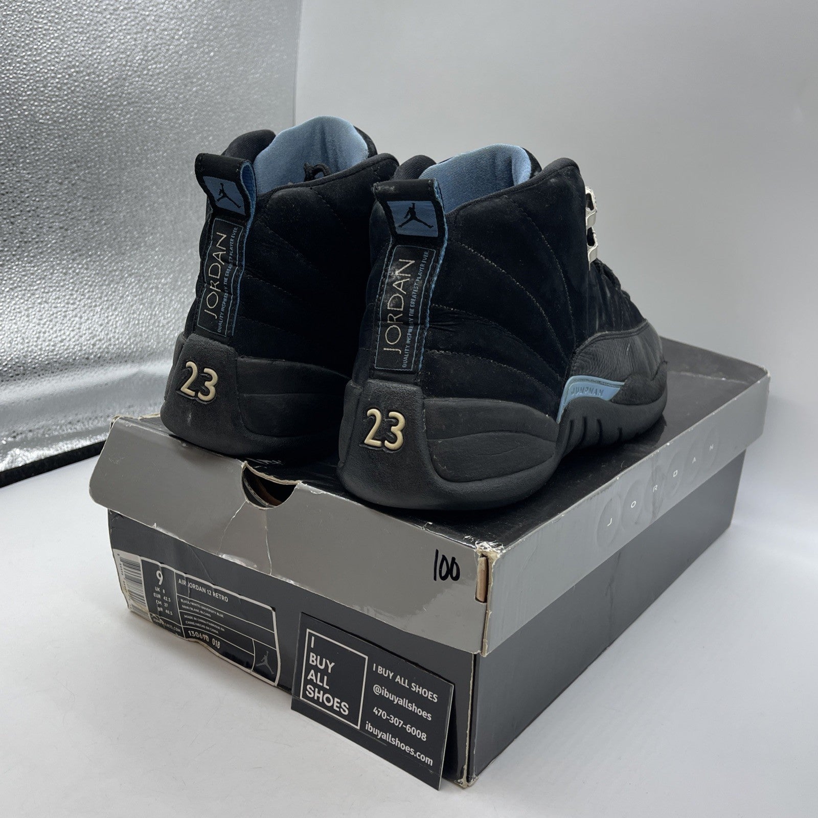 Size 9 - Air Jordan 12 Retro 2009 Nubuck Black Suede Leather (130690-018)