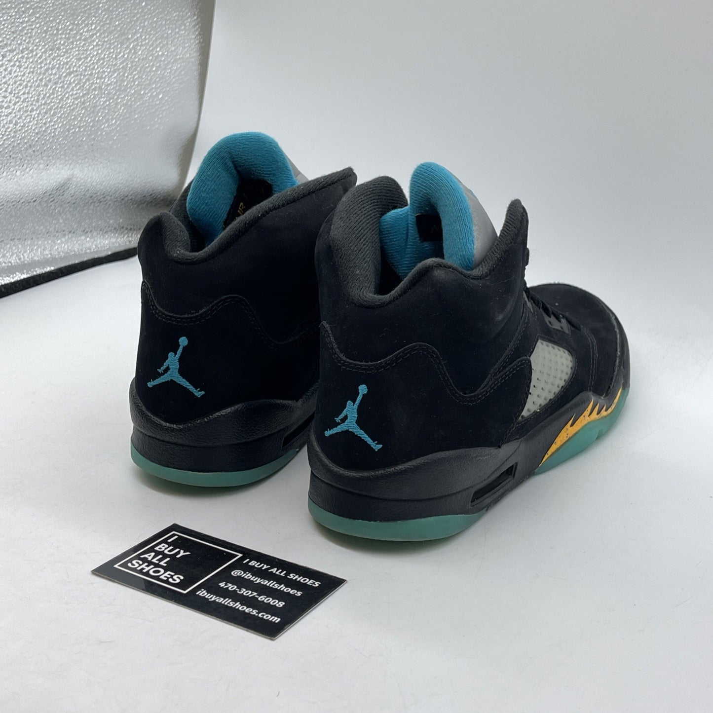 Size 6Y (GS) - Jordan 5 Retro Mid Aqua Black Yellow Suede (440888-047)