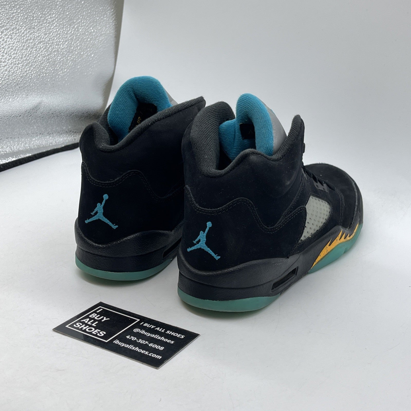 Size 6Y (GS) - Jordan 5 Retro Mid Aqua Black Yellow Suede (440888-047)