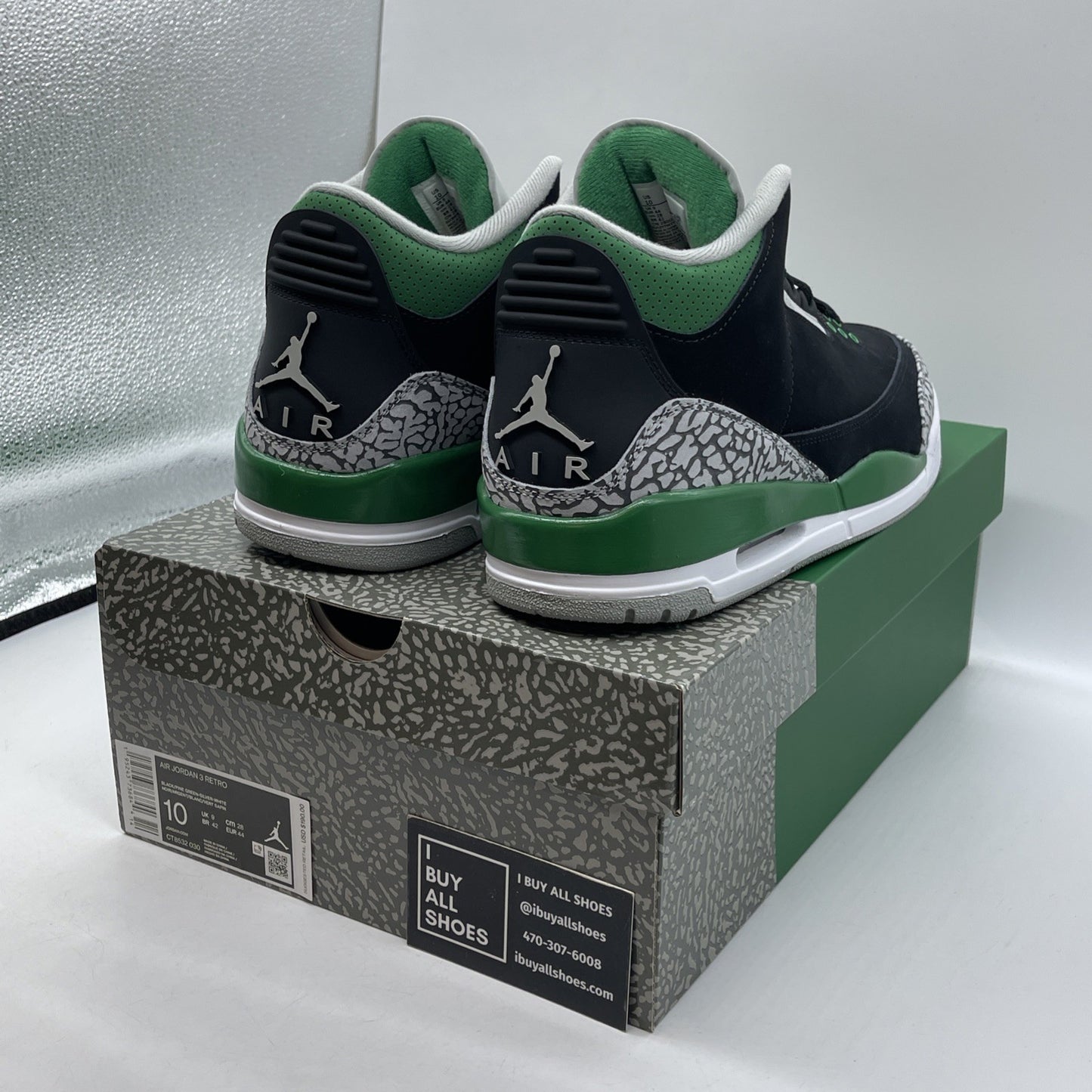 Size 10 - Jordan 3 Retro Mid Pine Green Grey Black Suede (CT8532-030)