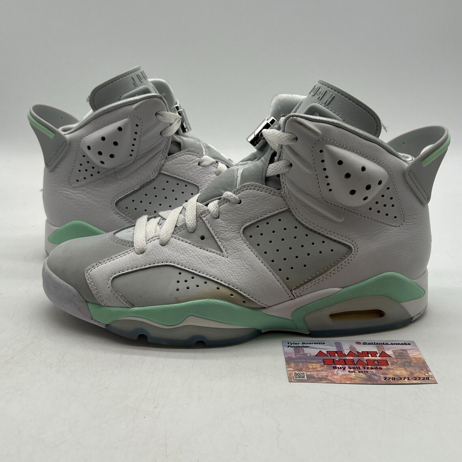 Size 9.5 - Air Jordan 6 Retro Mint Foam W White Grey Suede Leather (DQ4914-103)