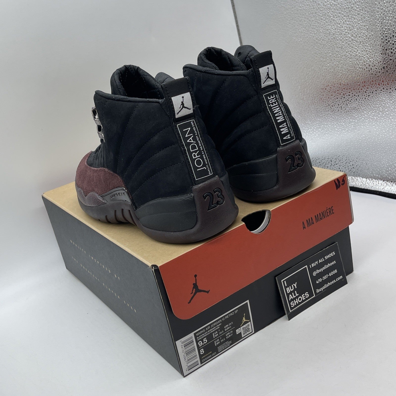 Size 9.5W - Jordan 12 Retro SP x A Ma Maniere Mid Black Suede (DV6989-001)