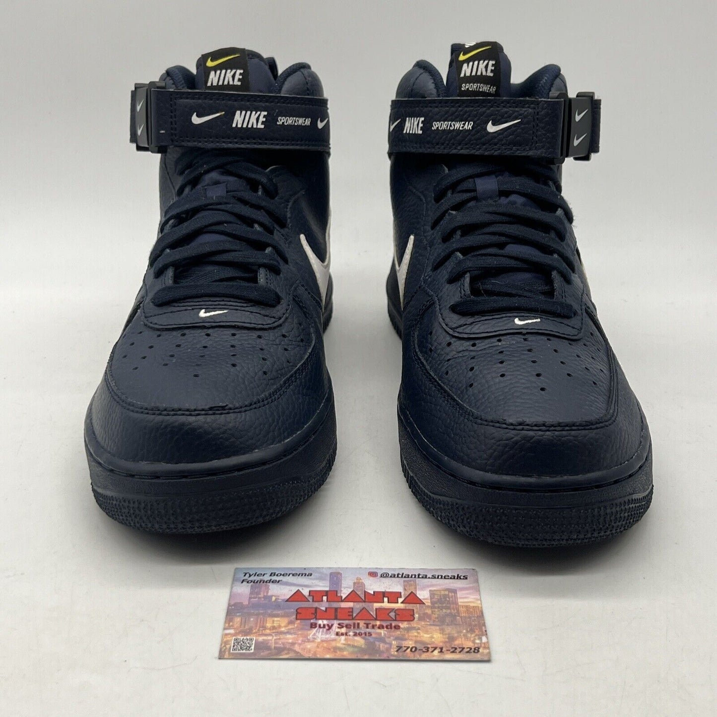 Size 10 - Nike Air Force 1 '07 LV8 Mid Navy White Leather (630847-303)