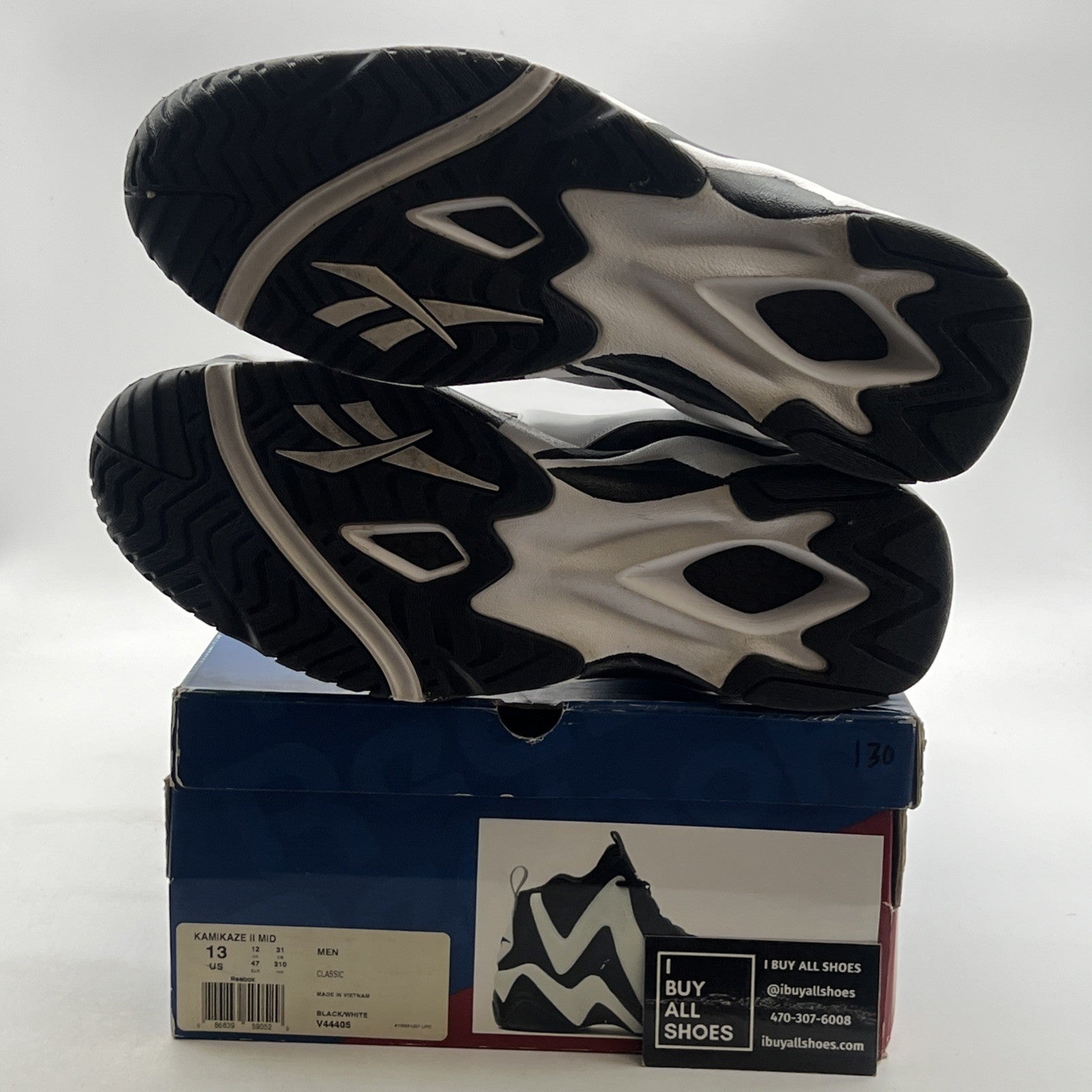 Size 13 - Reebok Kamikaze 2 Retro 2013 Black White (V44405)