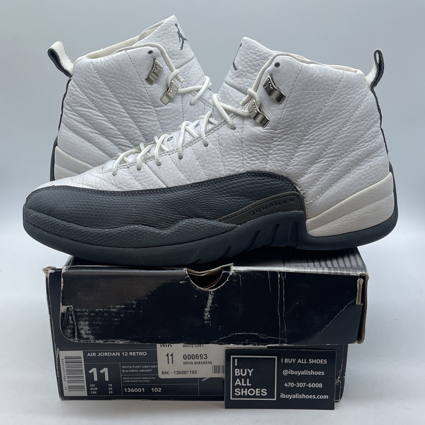 Size 11 - Air Jordan 12 Retro Flint Frey White Leather (136001-102)