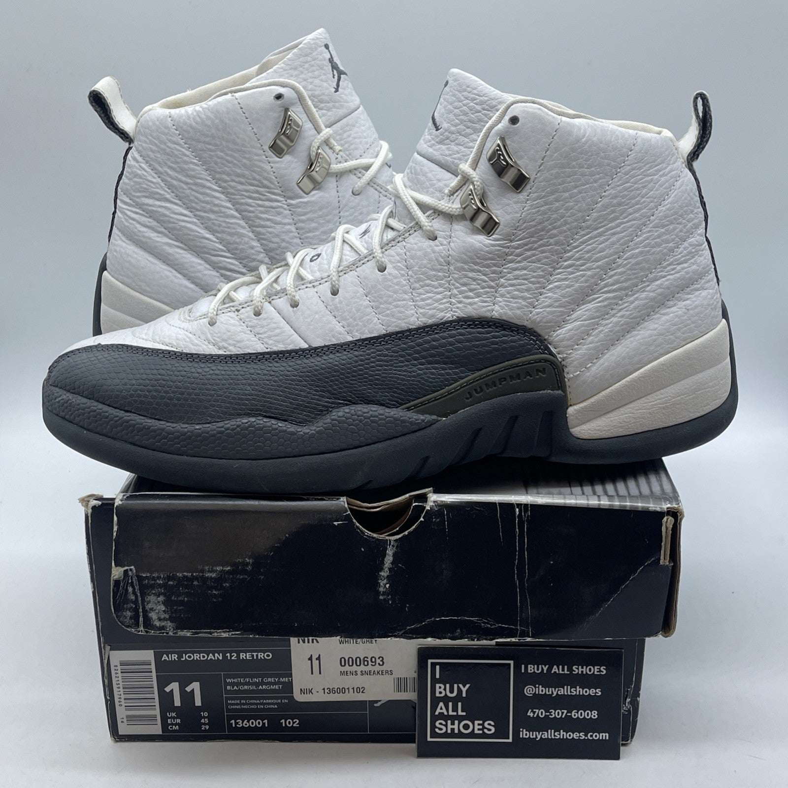 Size 11 - Air Jordan 12 Retro Flint Frey White Leather (136001-102)