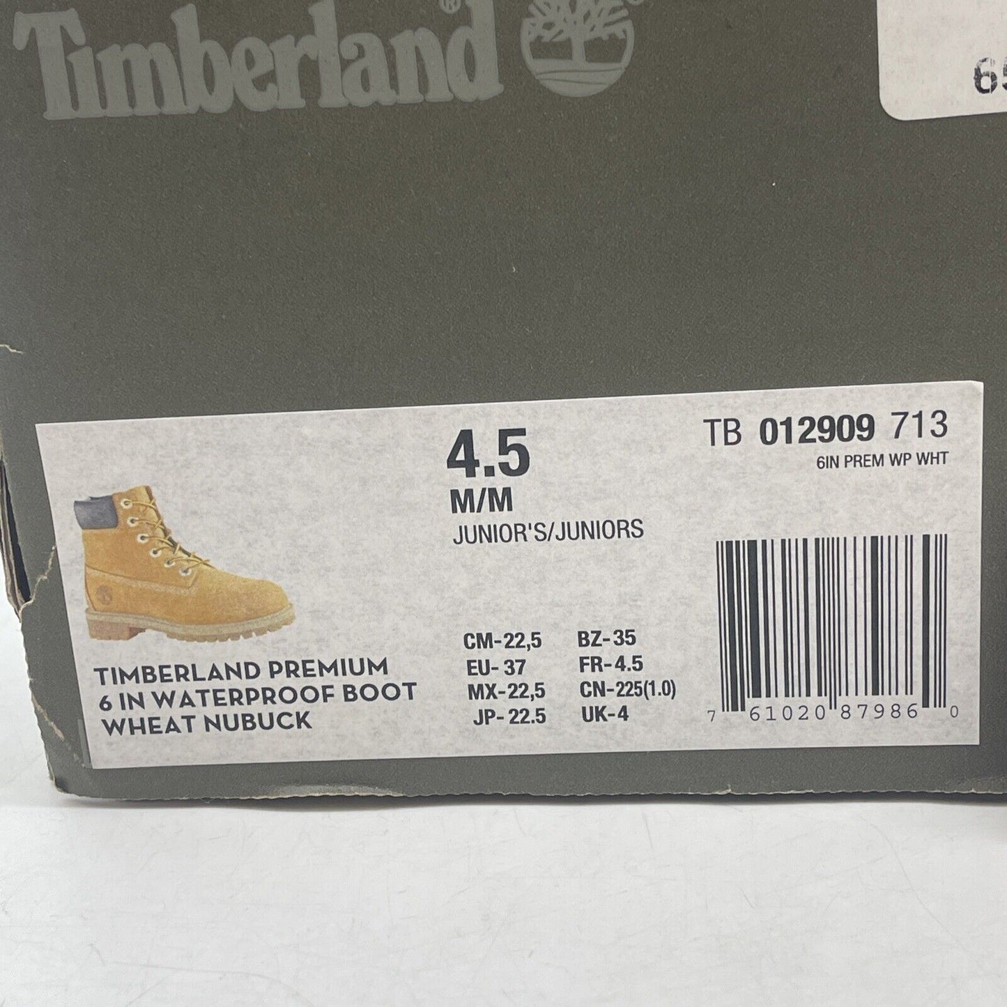Size 4.5 Youth Timberland 6" Premium Wheat Brown Suede Leather (TB012909-713)