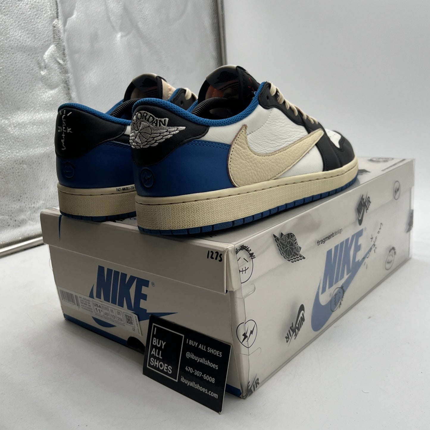 Size 11.5 - Jordan 1 Retro x Fragment DesignXTravis Scott Low Blue (DM7866-140)