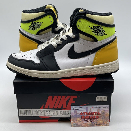 Size 7.5 - Jordan 1 Retro High OG Volt White Black Yellow Neon (555088-118)