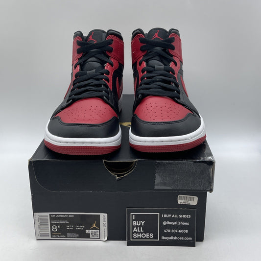 Size 8.5 - Jordan 1 Mid Banned Red Black Leather (554724-074)