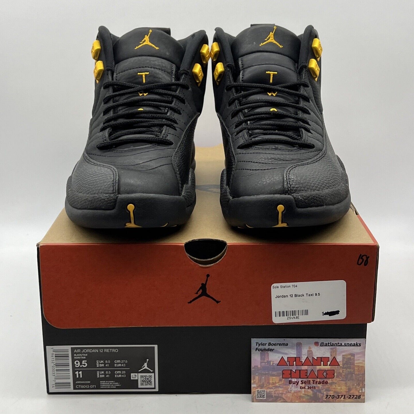 Size 9.5 - Jordan 12 Retro Mid Black Taxi Leather (CT8013-071)