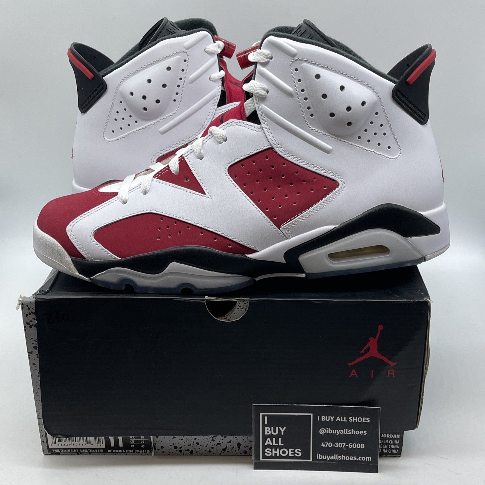 Size 11 - Air Jordan 6 Retro 2014 Carmine Red White Suede Leather (384664-160)