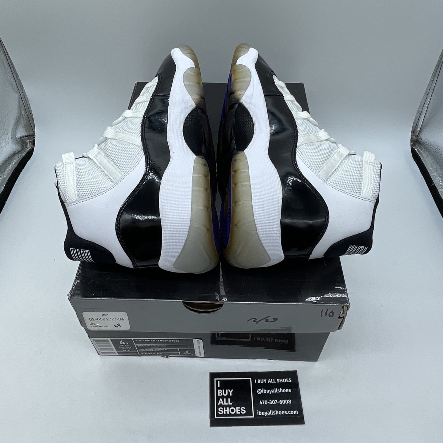 Size 6Y - Jordan 11 Retro Concord Black White Leather (378038-107)
