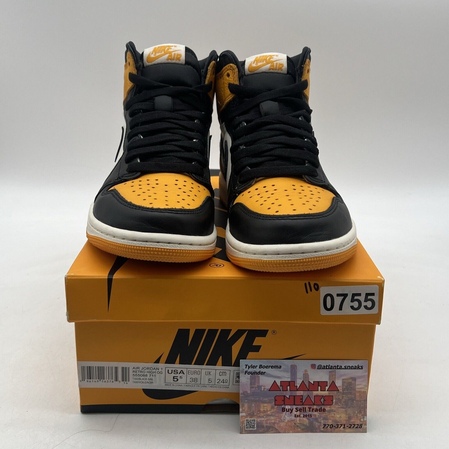 Size 5.5 - Jordan 1 Retro OG High Yellow Toe (555088-711)