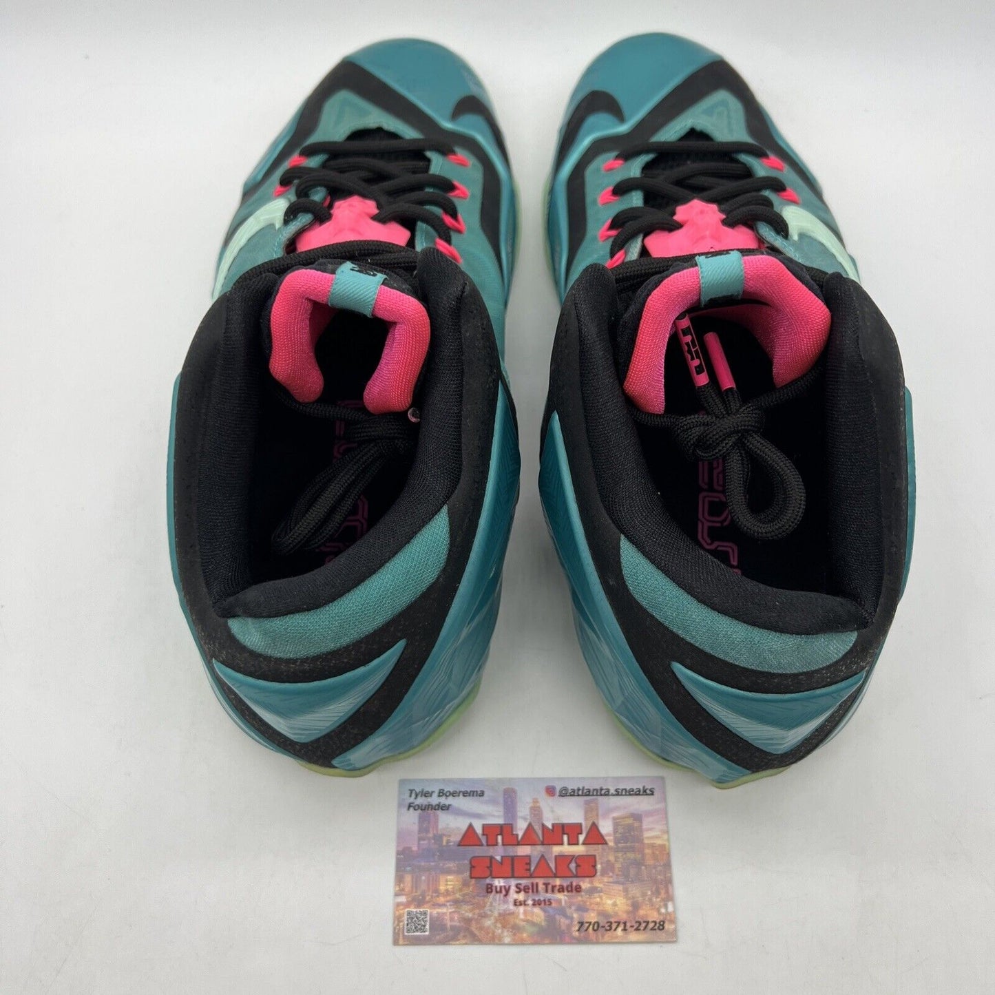 Size 12 - Nike LeBron 11 South Beach Pink Black Teal (616175-330)