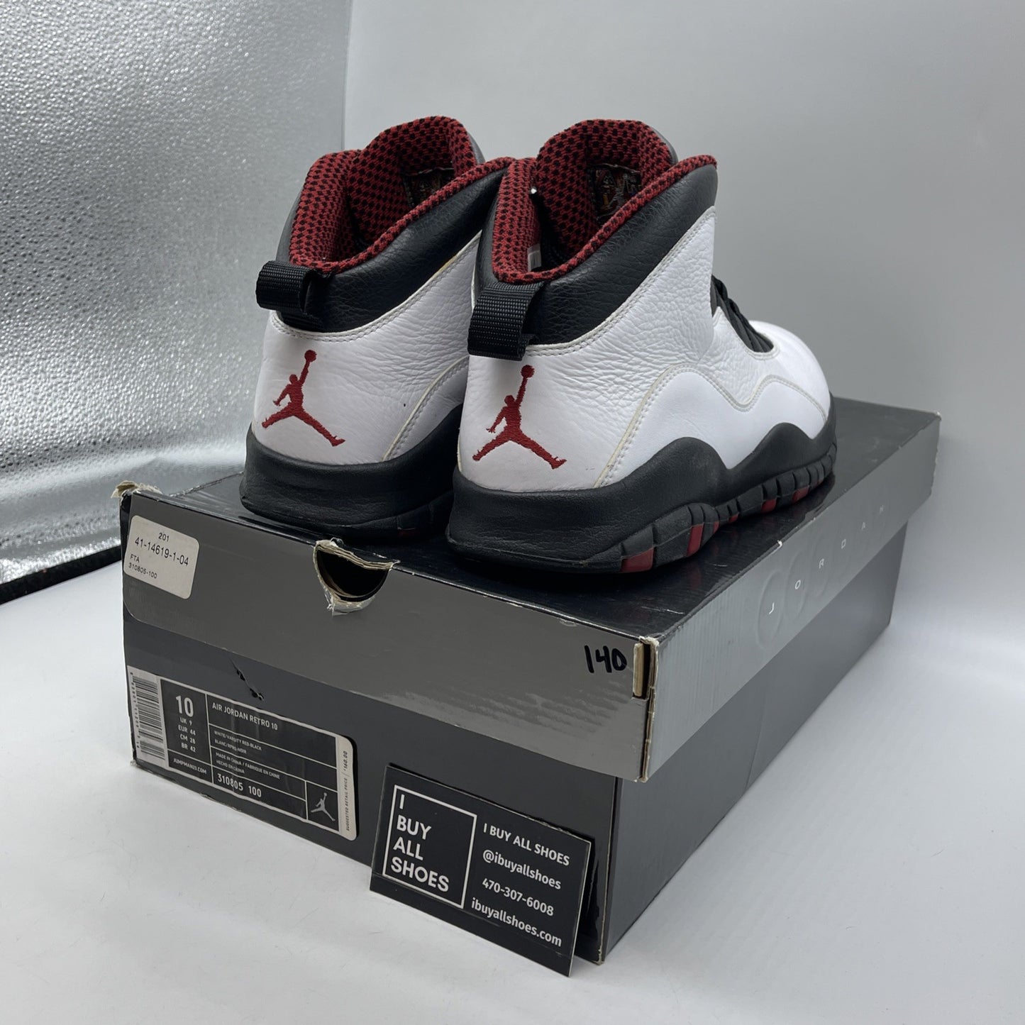 Size 10 - Air Jordan 10 Retro 2012 Chicago White Black Red Leather (310805-100)