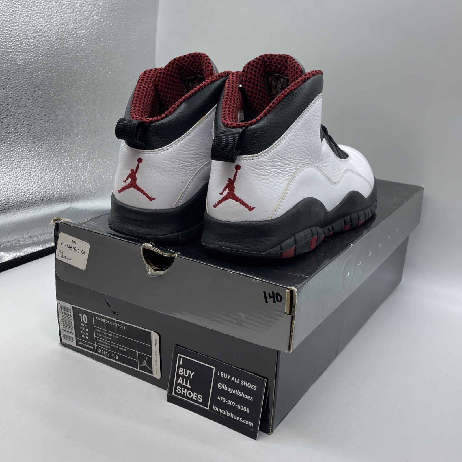Size 10 - Air Jordan 10 Retro 2012 Chicago White Black Red Leather (310805-100)
