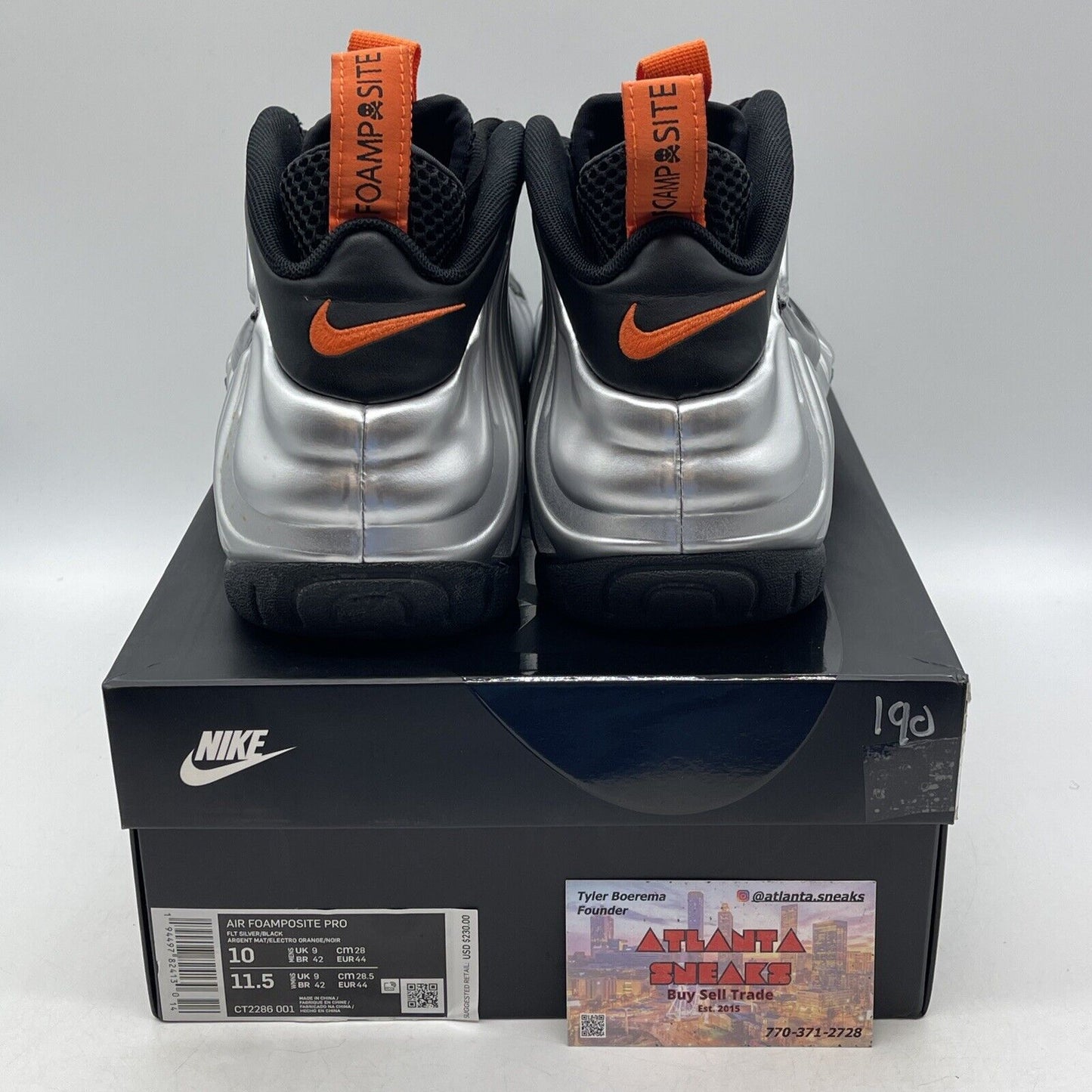 Size 10 - Nike Air Foamposite Pro Halloween Silver  Black Orange (CT2286-001)