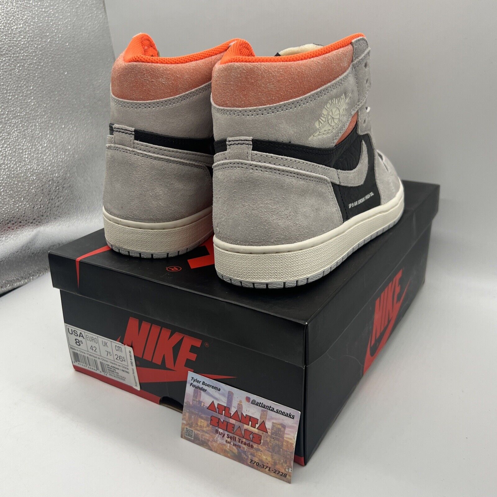 Size 8.5 - Air Jordan 1 Retro OG Neutral Grey Brand New Black Orange DS Sneakers