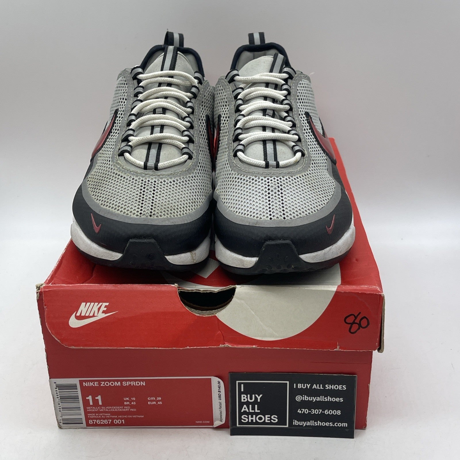 Size 11 - Nike Air Zoom Spiridon Ultra Silver Red (876267-001)
