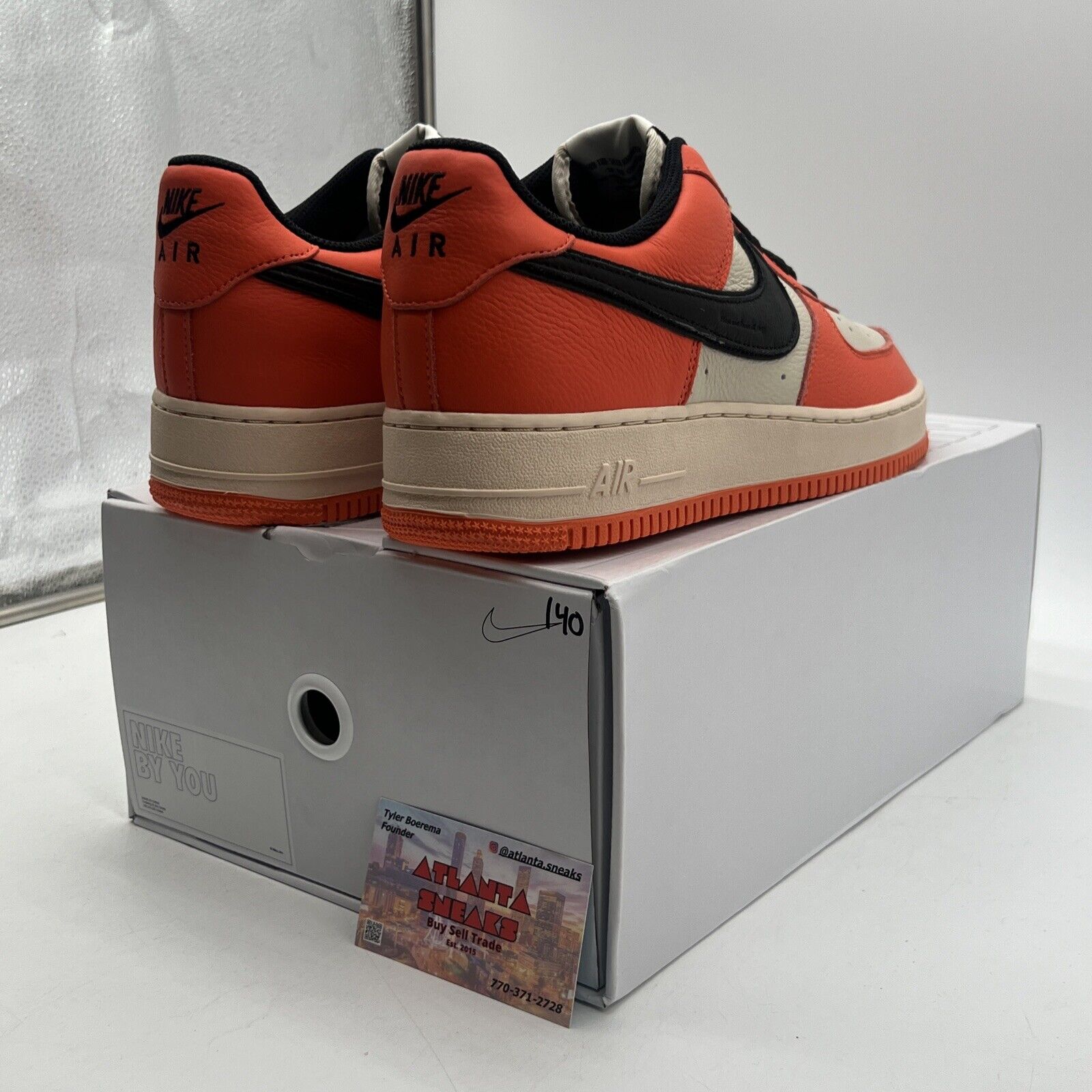 Size 11.5 - NIKE AIR FORCE 1 LOW ID NIKE BY YOU ORANGE Black Tan (DJ7015-991)