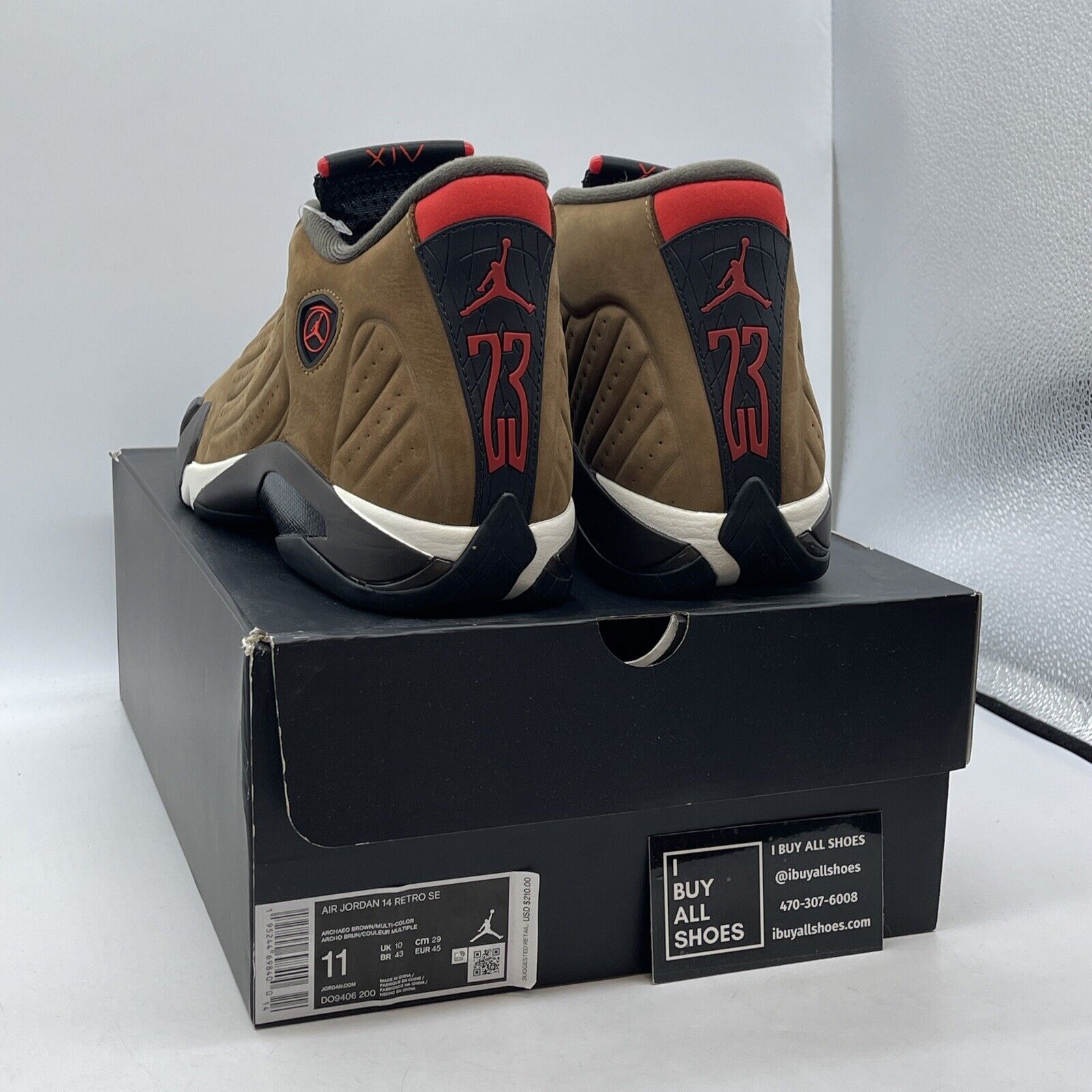 Size 11 - Air Jordan 14 Retro Winterized Brown Red White Black Suede DO9406-200