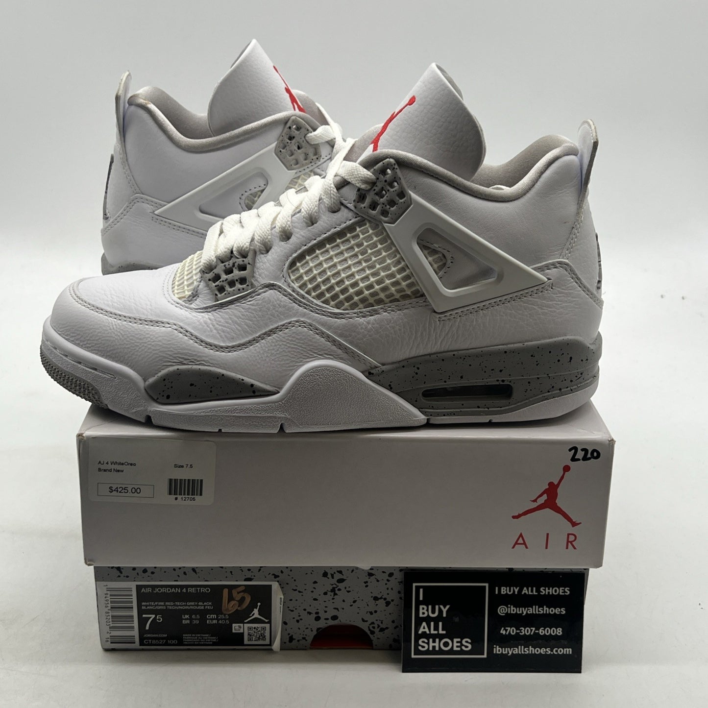 Size 7.5 - Air Jordan 4 Retro Mid White Oreo (CT8527-100)