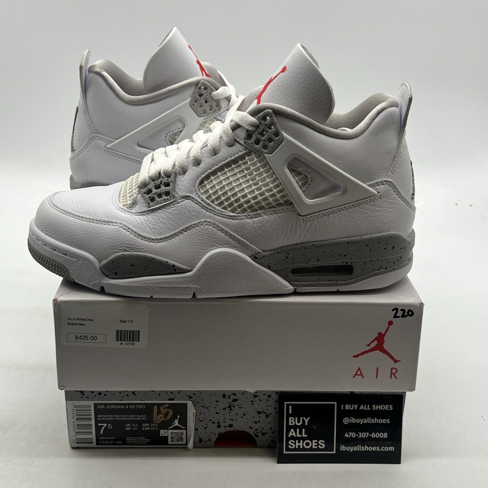 Size 7.5 - Air Jordan 4 Retro Mid White Oreo (CT8527-100)