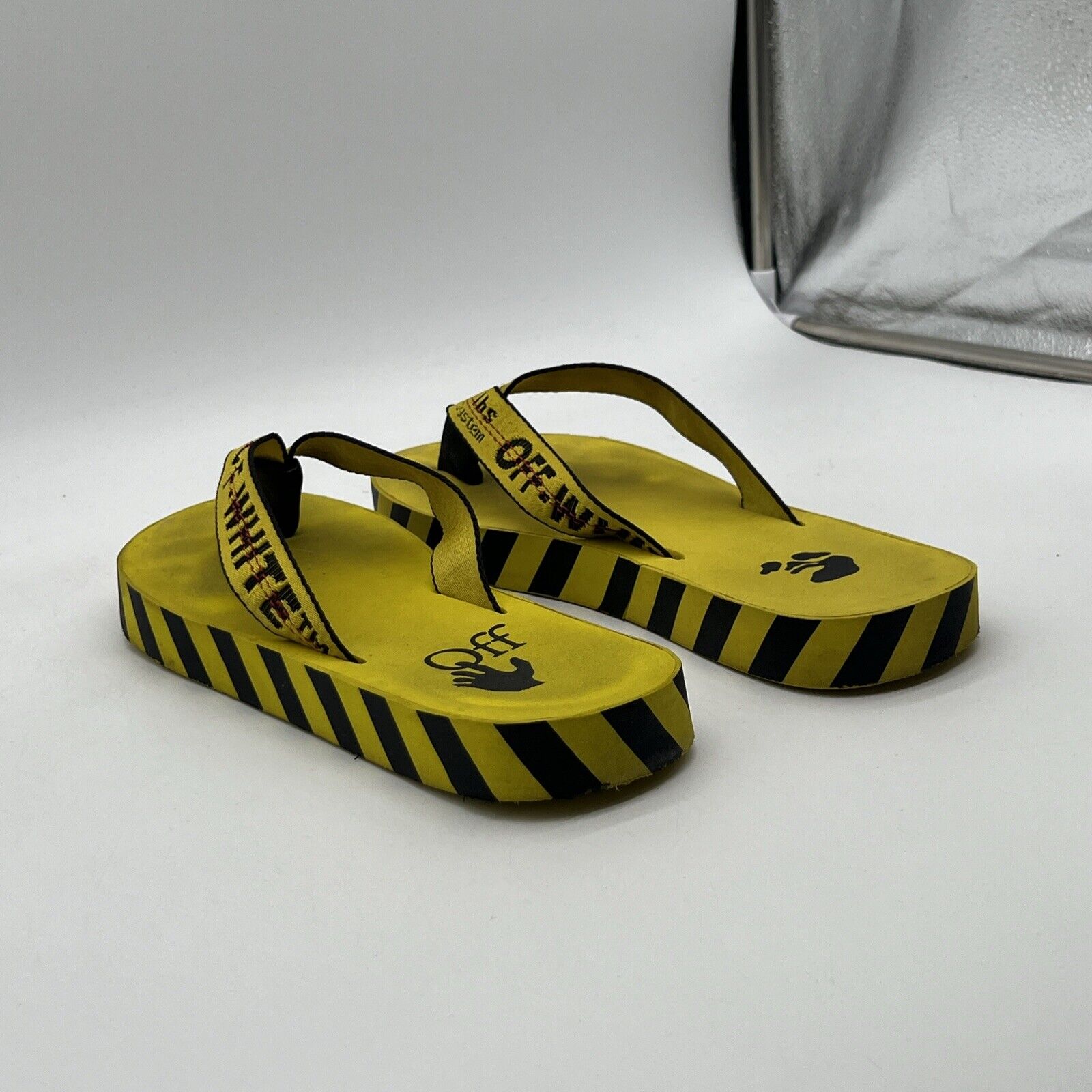 Size 12 - Off-White Men's Yellow Industrial Logo Flip Flop