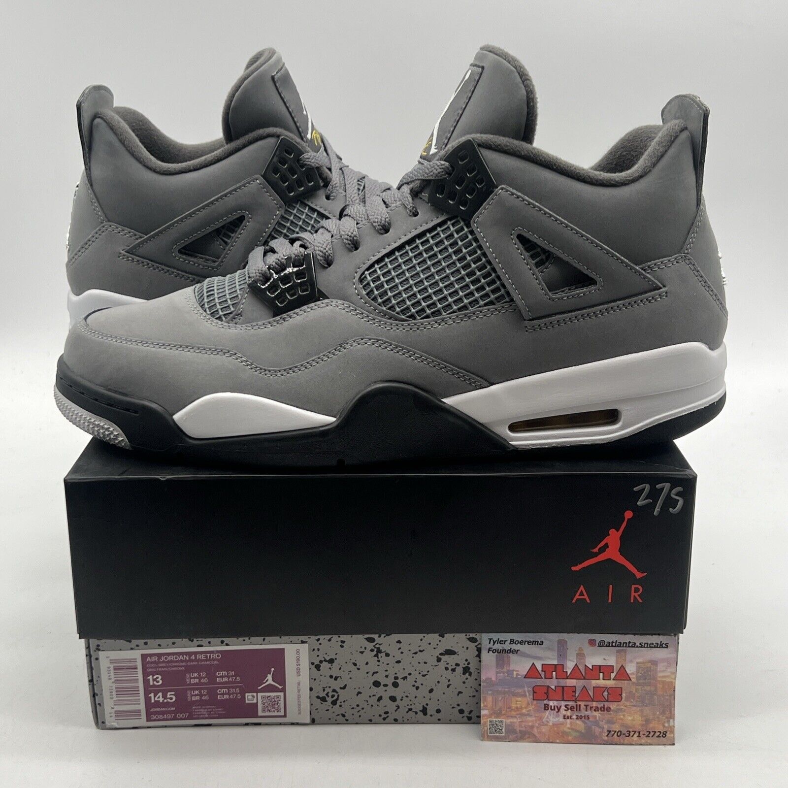 Size 13 - Jordan 4 Retro Low Cool Grey White Suede Yellow (308497-007)