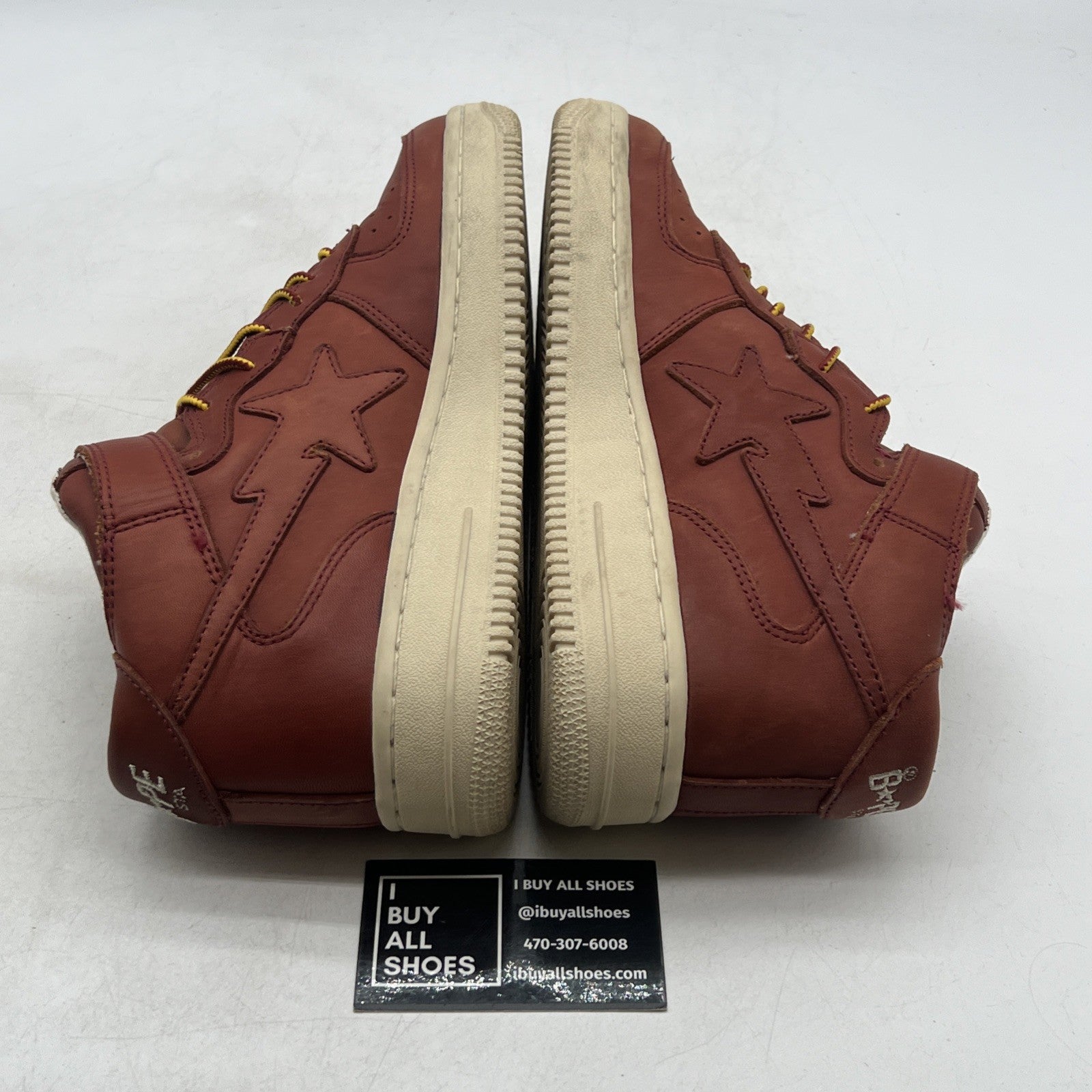Size 10 - A Bathing Ape Bape Sta Low Brown Leather (FS-018 180) Bapesta Sneakers