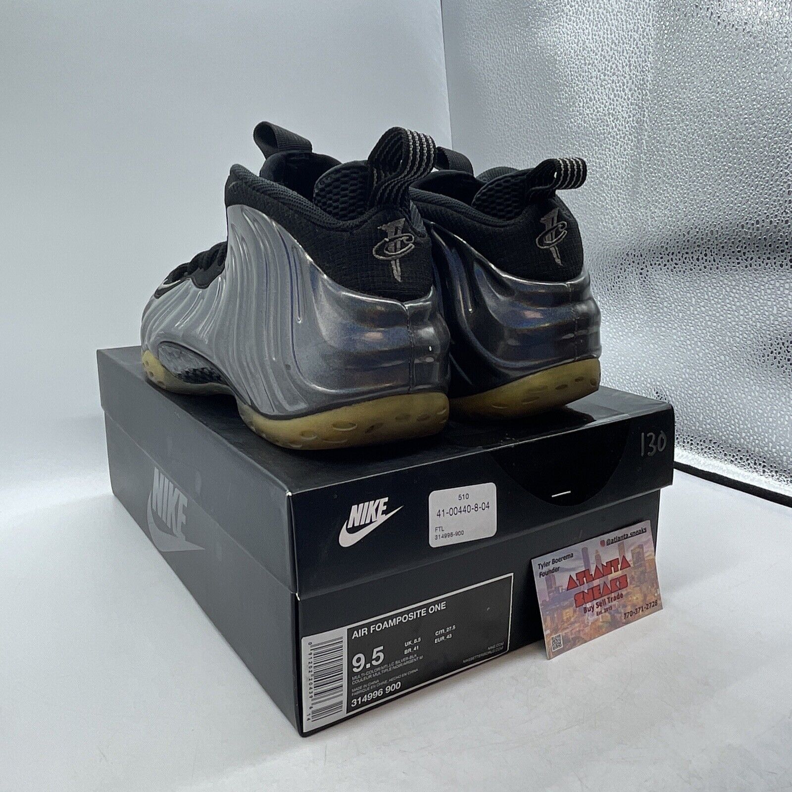 Size 9.5 - Nike Air Foamposite One Hologram Grey Purple Multi (314996-900)