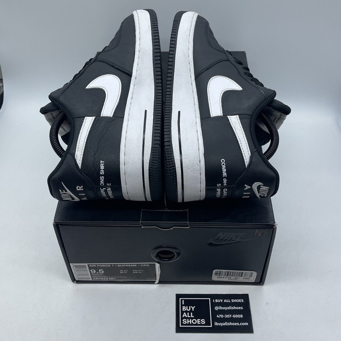 Size 9.5 - Nike Supreme x Comme des Garçons SHIRT x Air Force 1 Low Black White