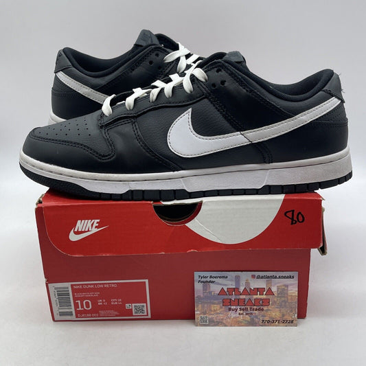 Size 10 - Nike Dunk Low Black Panda White Leather (DJ6188-002)