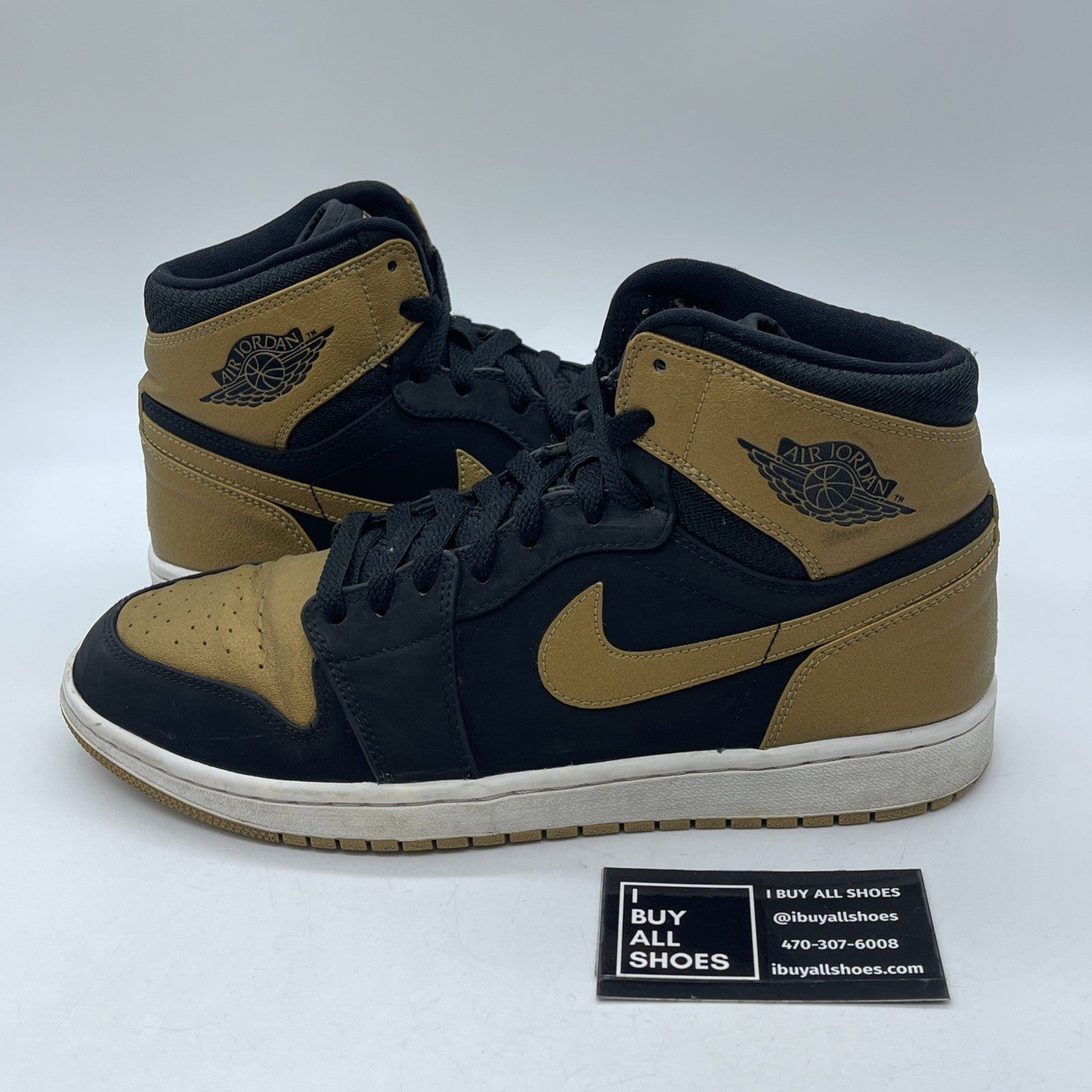 Size 10 - Air Jordan 1 Retro High Melo Gold Black Suede Leather (332550-026)