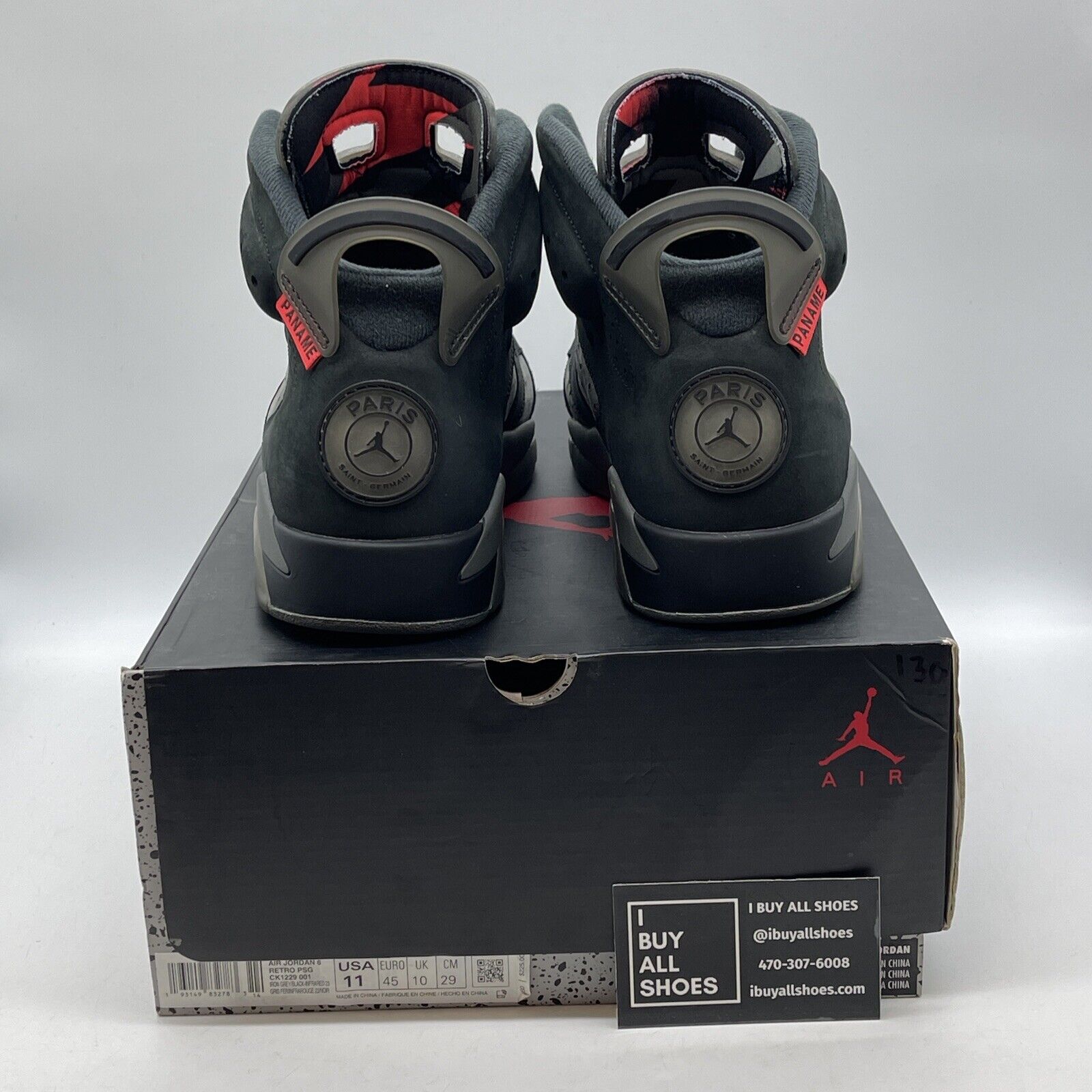 Size 11 - Paris Saint-Germain x Air Jordan 6 Retro Iron Grey Black (CK1229-001)