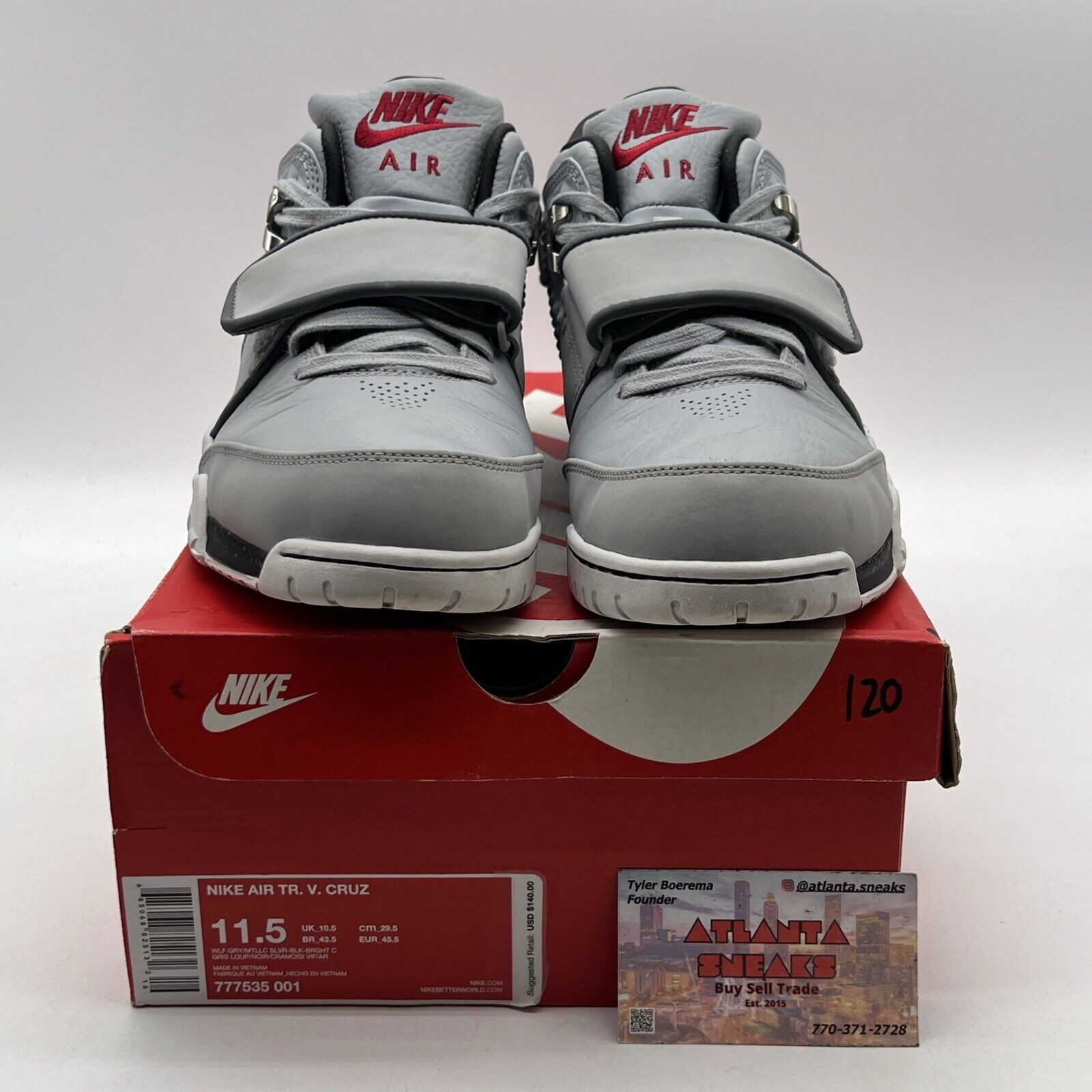 Size 11.5 - Nike Air Trainer Cruz Wolf Grey Black White Suede (777535-001)