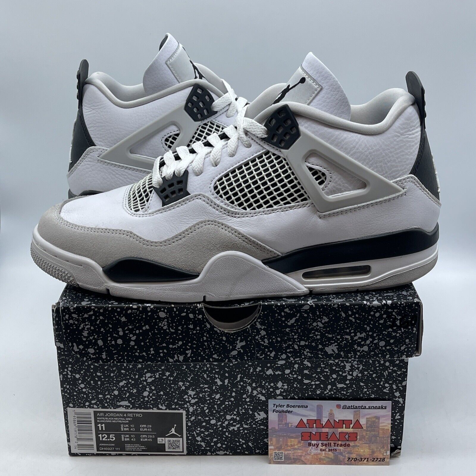 Size 11 - Jordan 4 Retro Mid Military Black White Leather (DH6927-111)