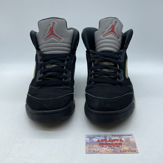 Size 10 - Jordan 5 OG Mid Metallic Silver Black Grey Red Suede (845035-003)