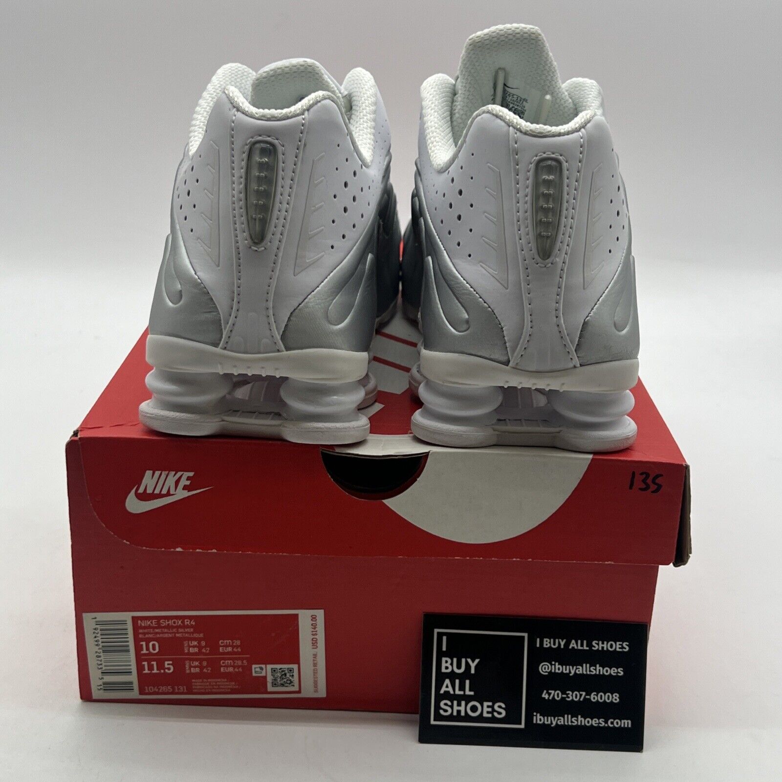 Size 10 - Nike Shox R4 White Metallic (104265-131)