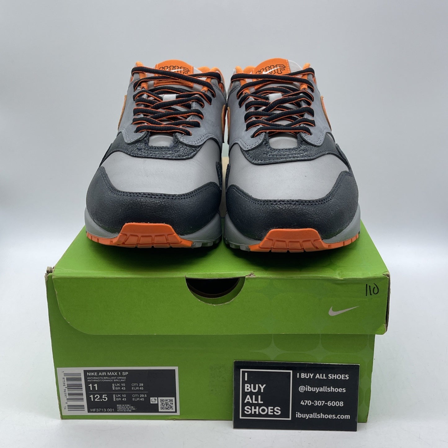 Size 11 - Nike HUF x Air Max 1 SP Orange Grey Suede Leather (HF3713-001)