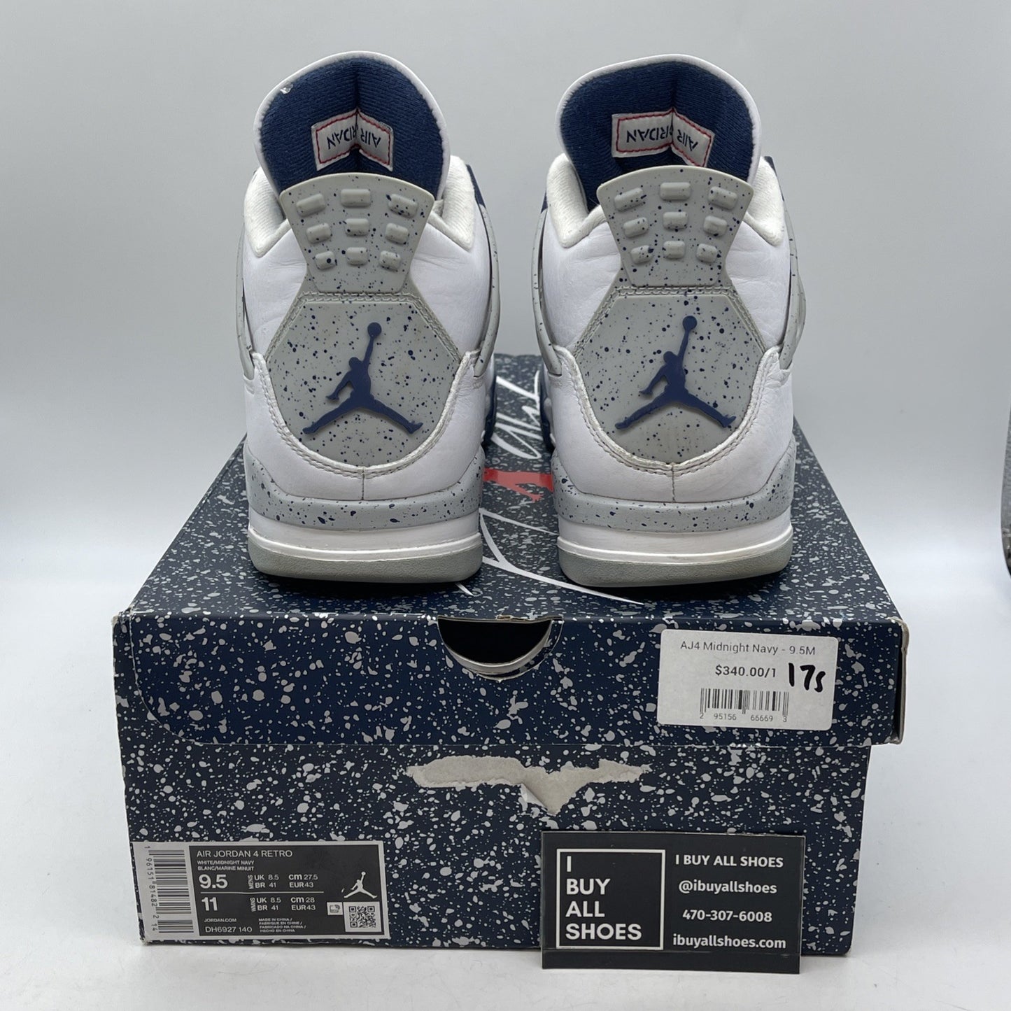 Size 9.5 - Jordan 4 Retro Mid Midnight Navy White Grey Leather (DH6927-140)