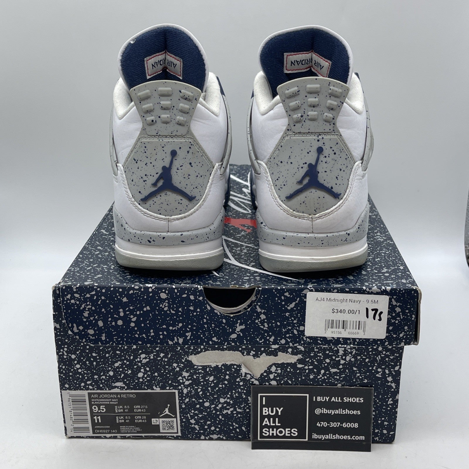 Size 9.5 - Jordan 4 Retro Mid Midnight Navy White Grey Leather (DH6927-140)