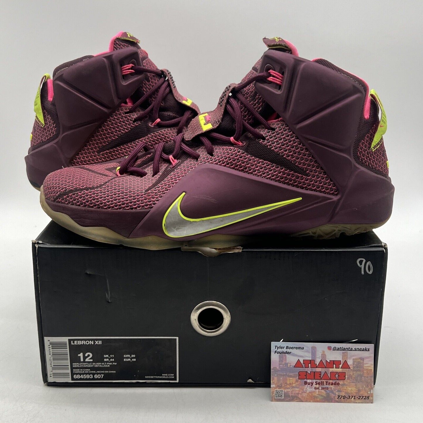 Size 12 - Nike LeBron 12 Double Helix Maroon (684593-607)