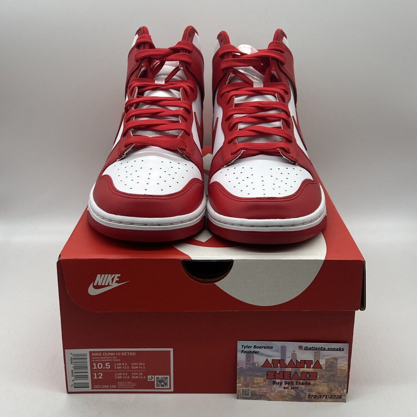 Size 10.5 - Nike Dunk High University Red Brand New Og All White