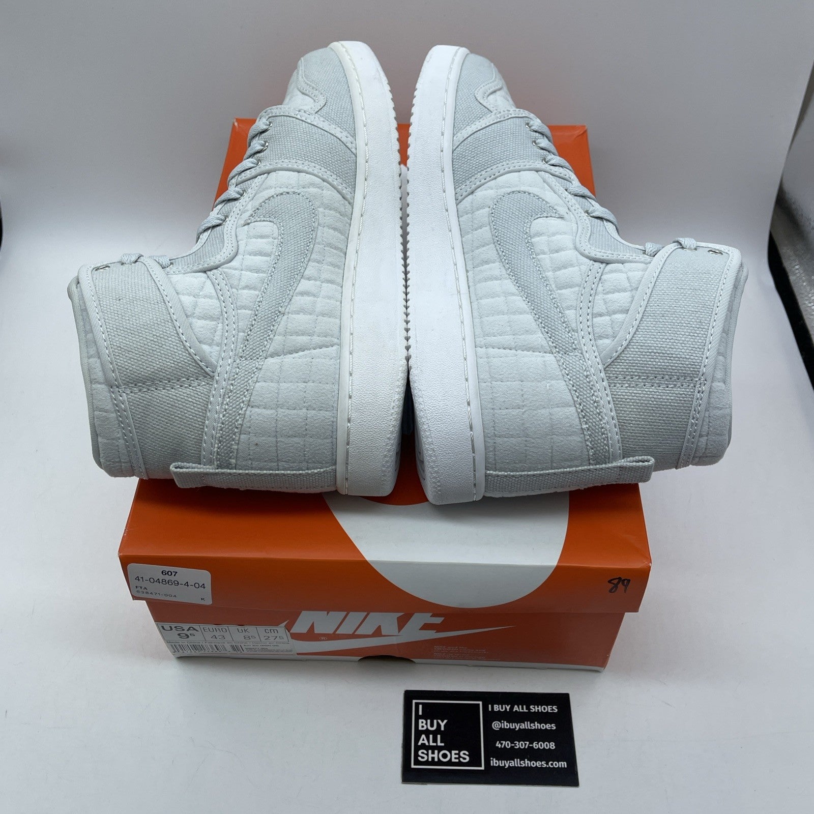 Size 9.5 - Jordan AJKO Quilted High Pure Platinum Suede Leather (638471-004)