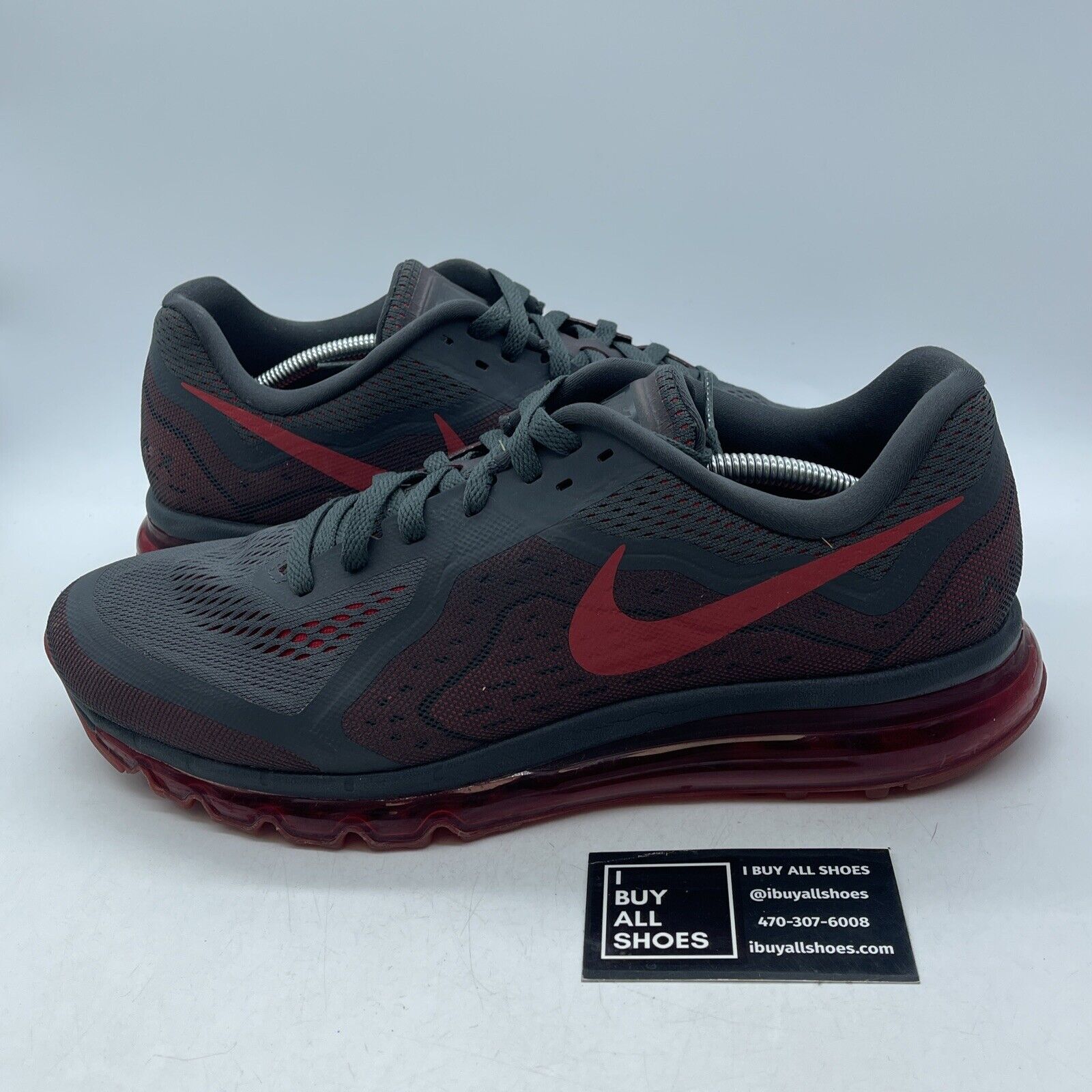Size 13 - Nike Air Max 2014 Anthracite Grey Red Suede Leather (621077-066)